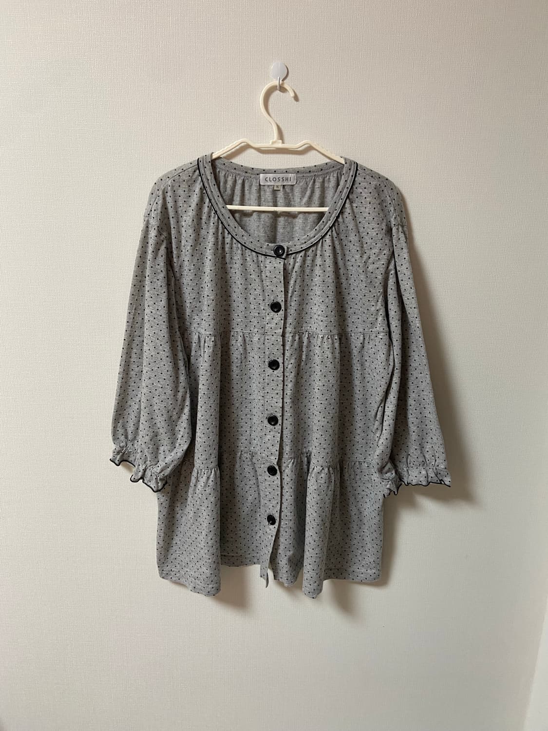 일본 빈티지 소매레이스 도트 미디 원피스 상품이미지1