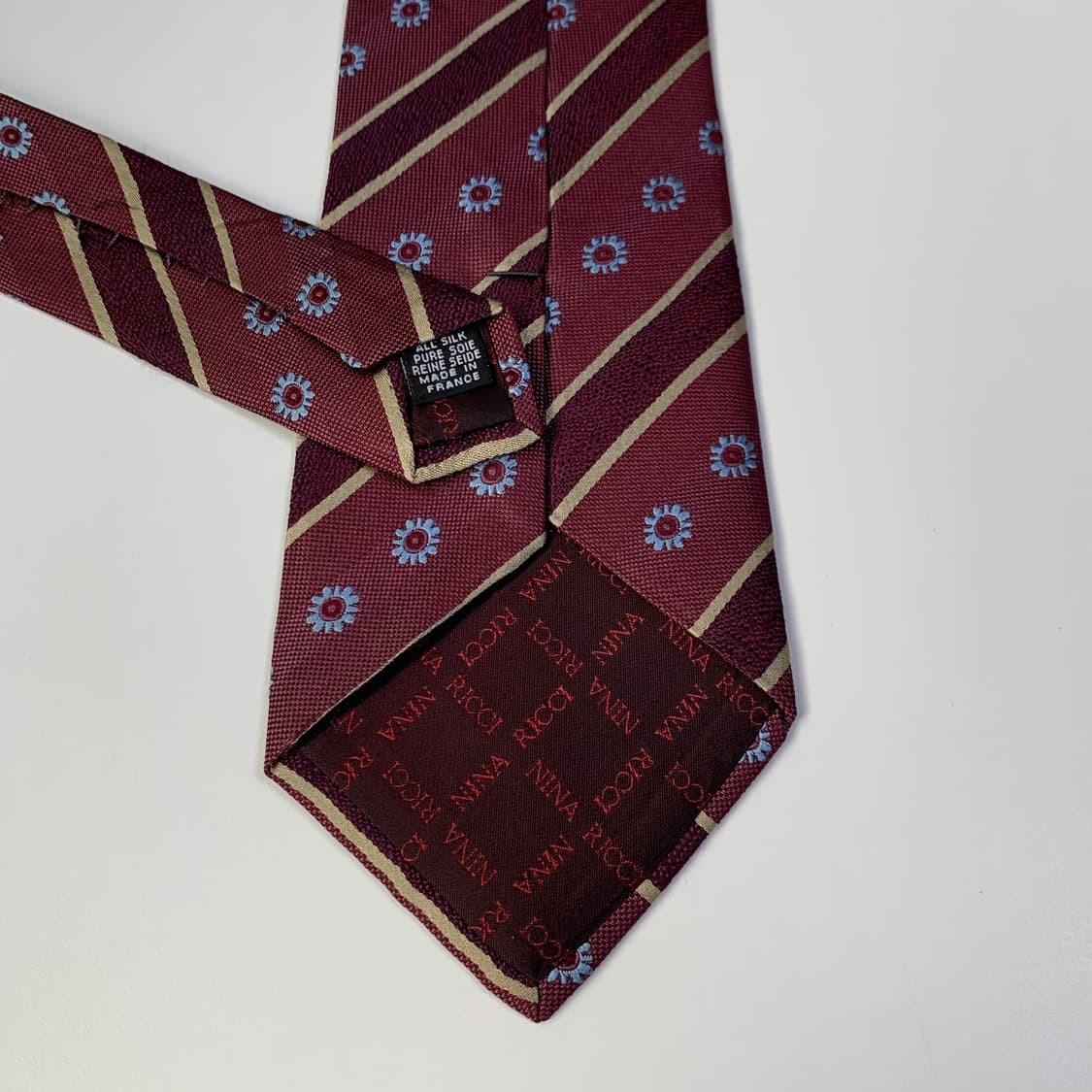 니나리치 명품넥타이 플라워 스트라이프디자인 A+ 최상급 9.3cm 상품이미지6