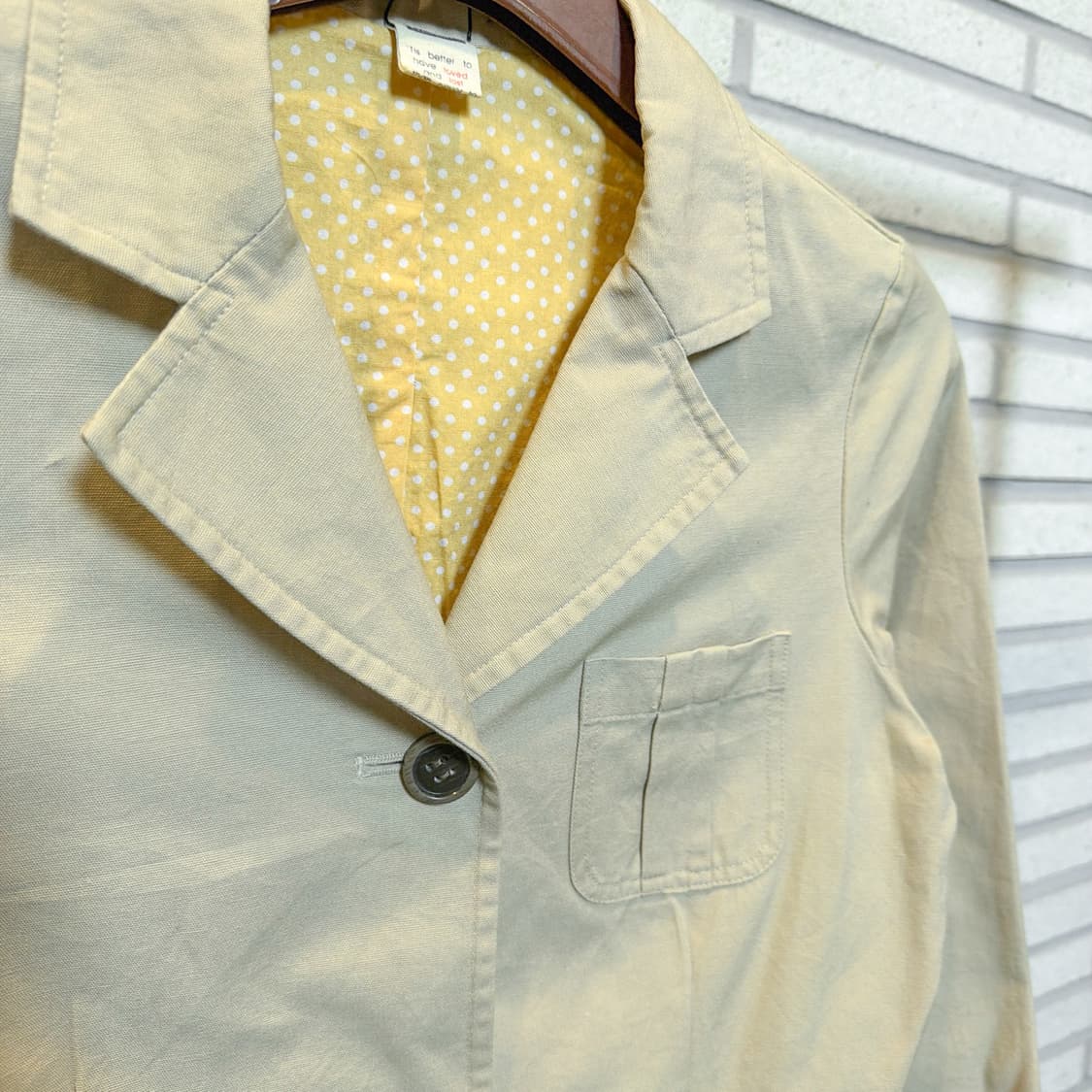 테일러드 코튼 워크자켓 3버튼 패치포켓 디테일 미색 상품이미지6