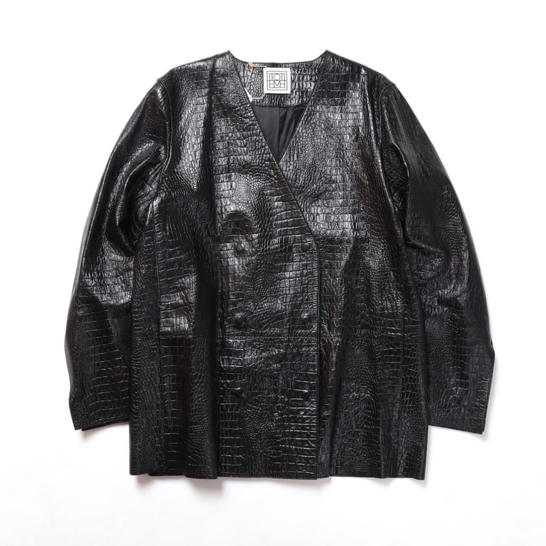 Toteme Black Croc Embossed Leather Jacke 상품이미지1