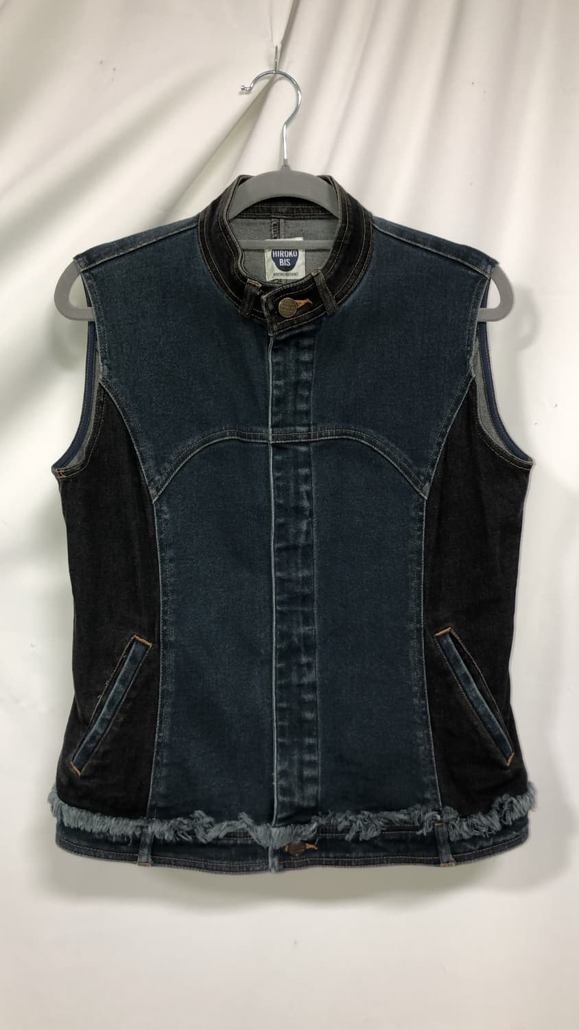 히로코비스 배색 데님 탑&베스트 자켓 상품이미지5