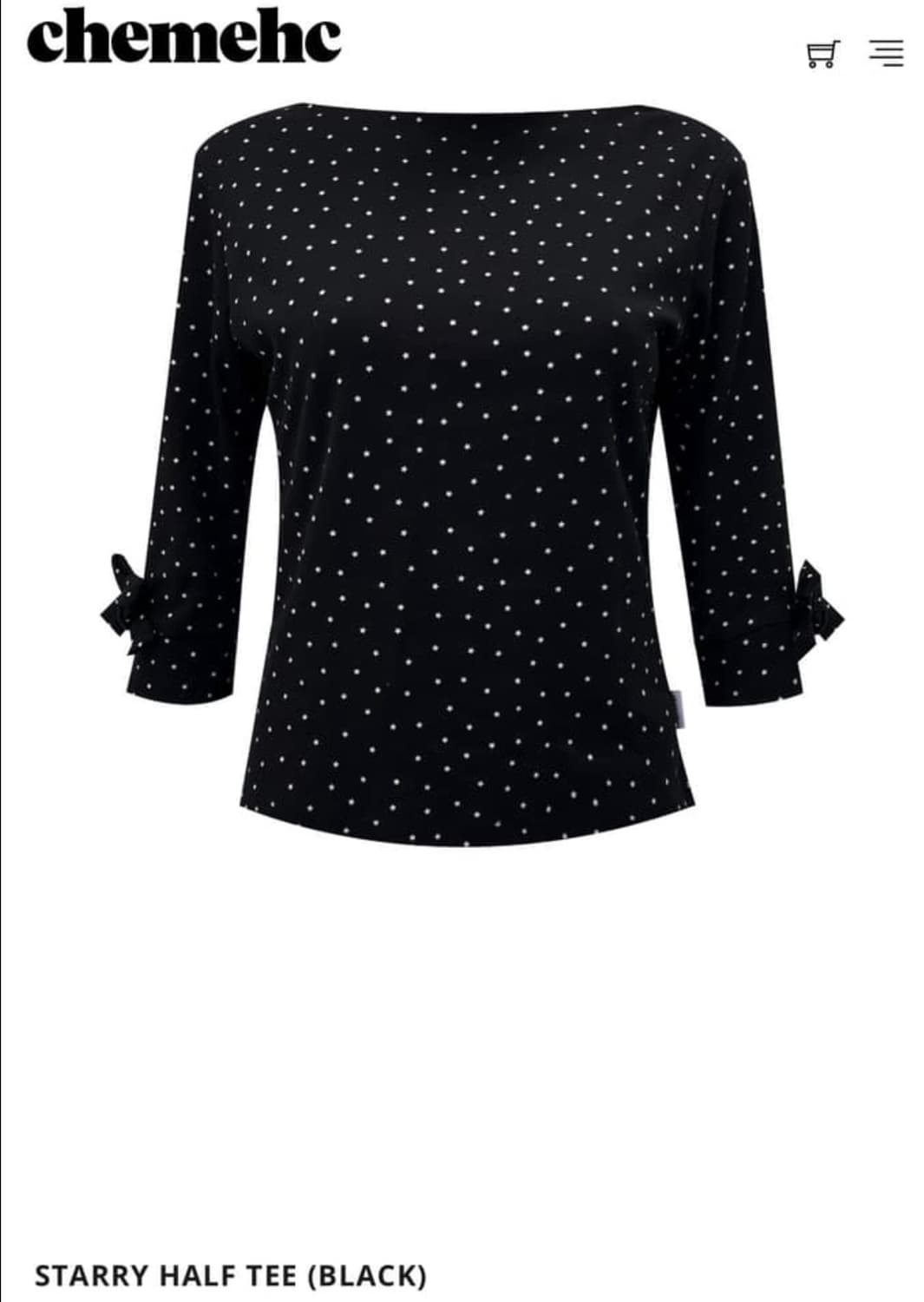 체메씨 STARRY HALF TEE (BLACK) 상품이미지1