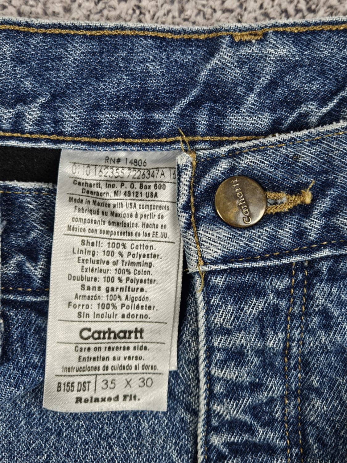 칼하트 헤비 플리스 데님 워크 팬츠 ( 35X30 ) / 10519 상품이미지8