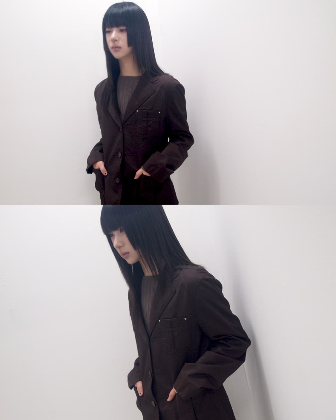 Red brown nylon belted basic jacket  상품이미지5