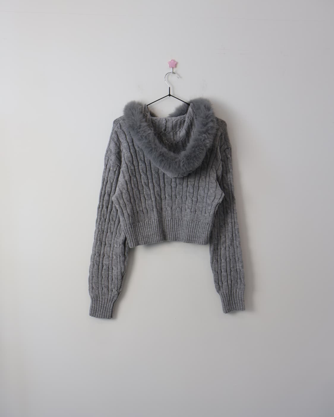 Jpn Grey Knit Fur Zip Up Hoodies 상품이미지4