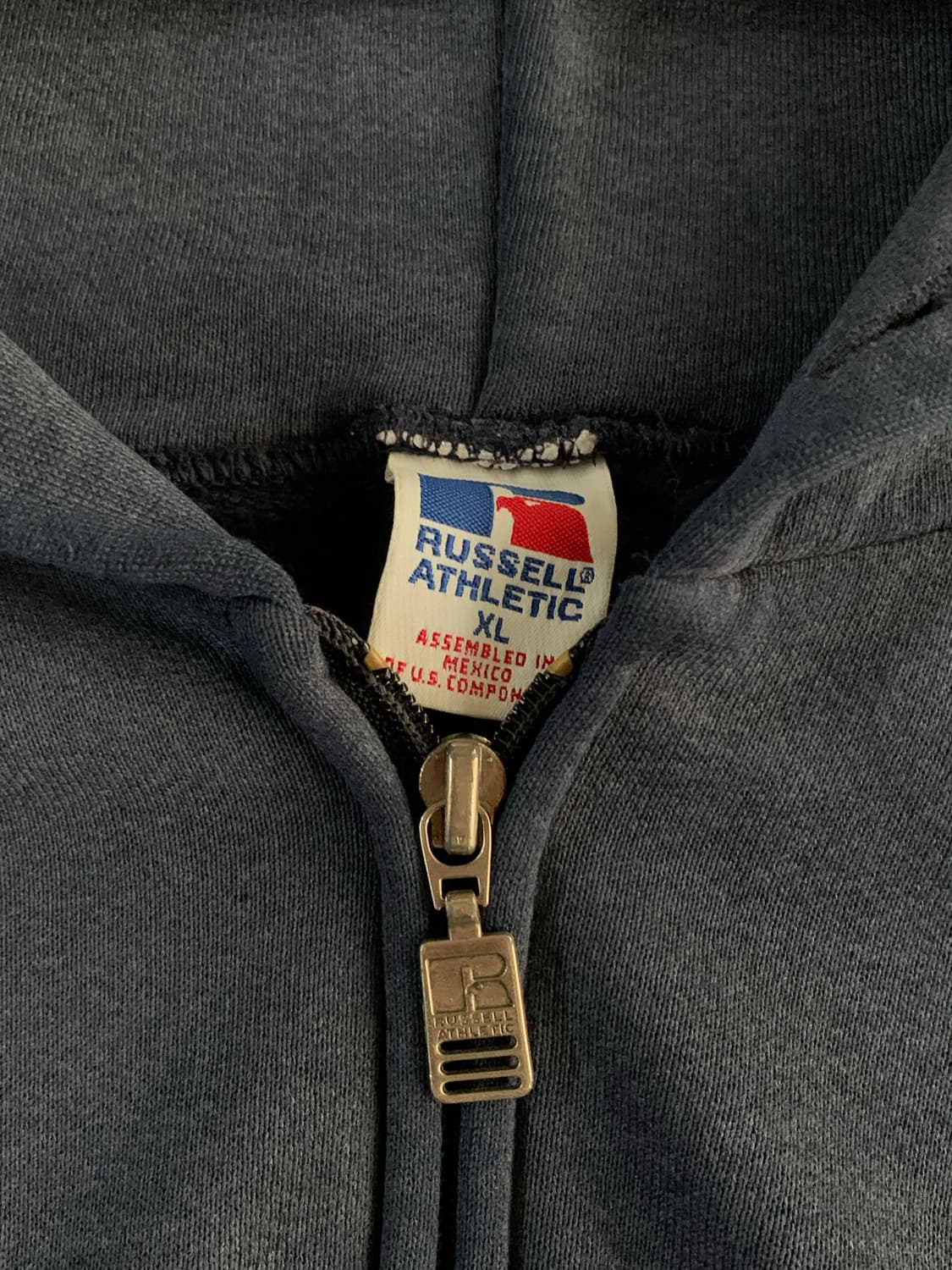90s 러셀 애슬레틱 선페이드 집업 스웻 후디 네이비 상품이미지5