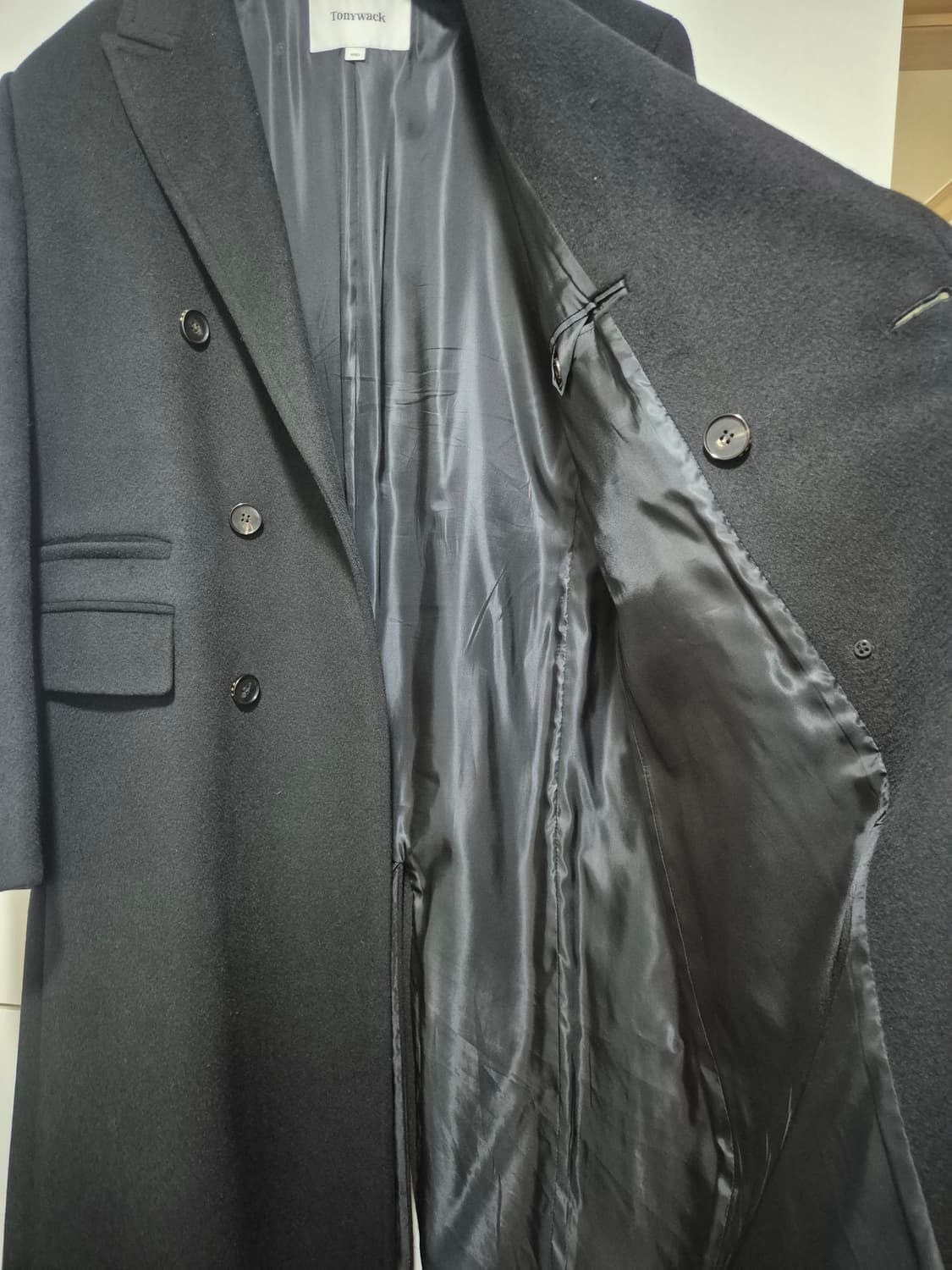 토니웩 캐시미어 더블브레스티드 코트 블랙 L 상품이미지7