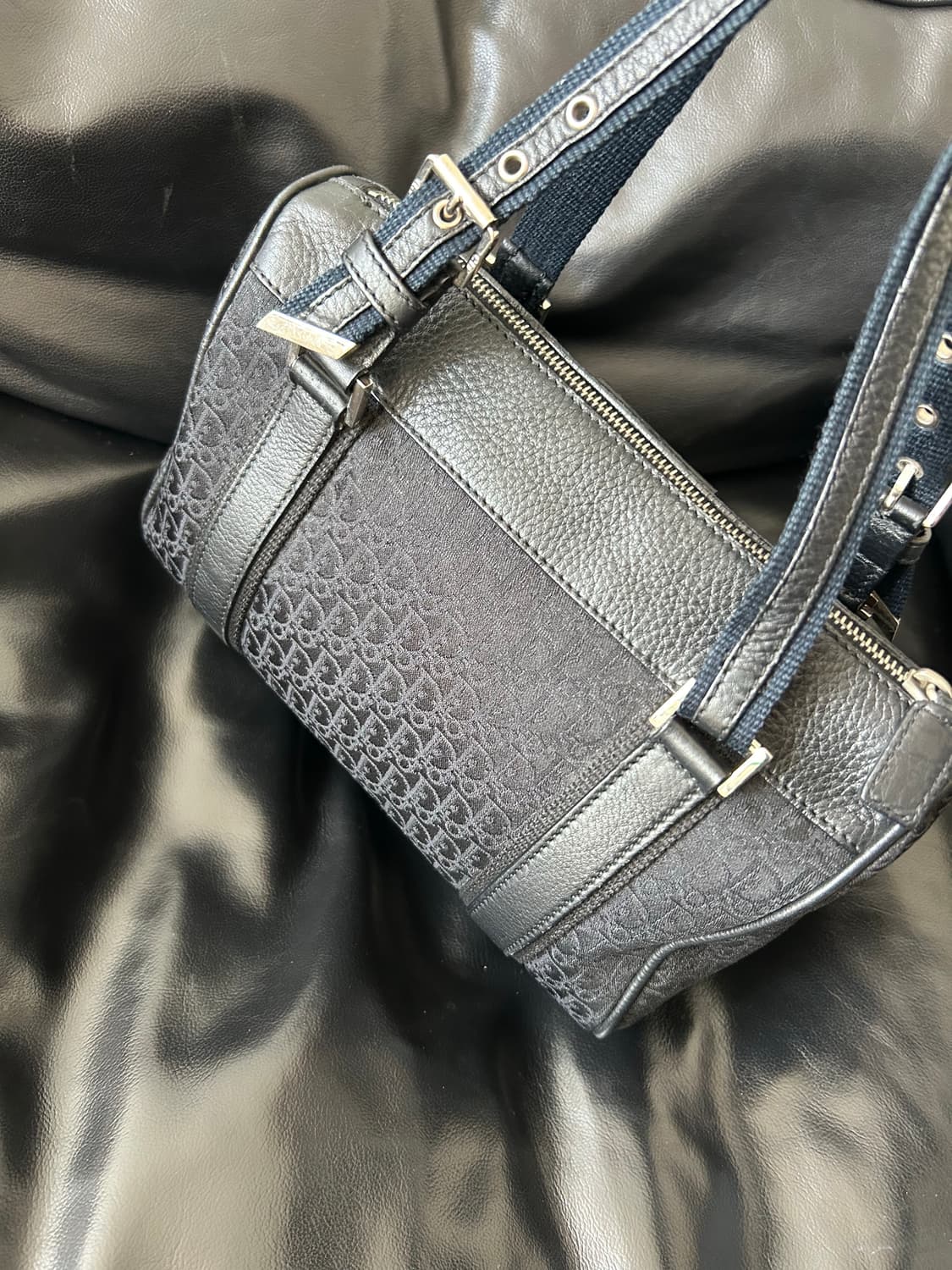 레어🖤)) Dior 디올 오블리크 패턴 미니 보스턴백 블랙 가방 상품이미지3