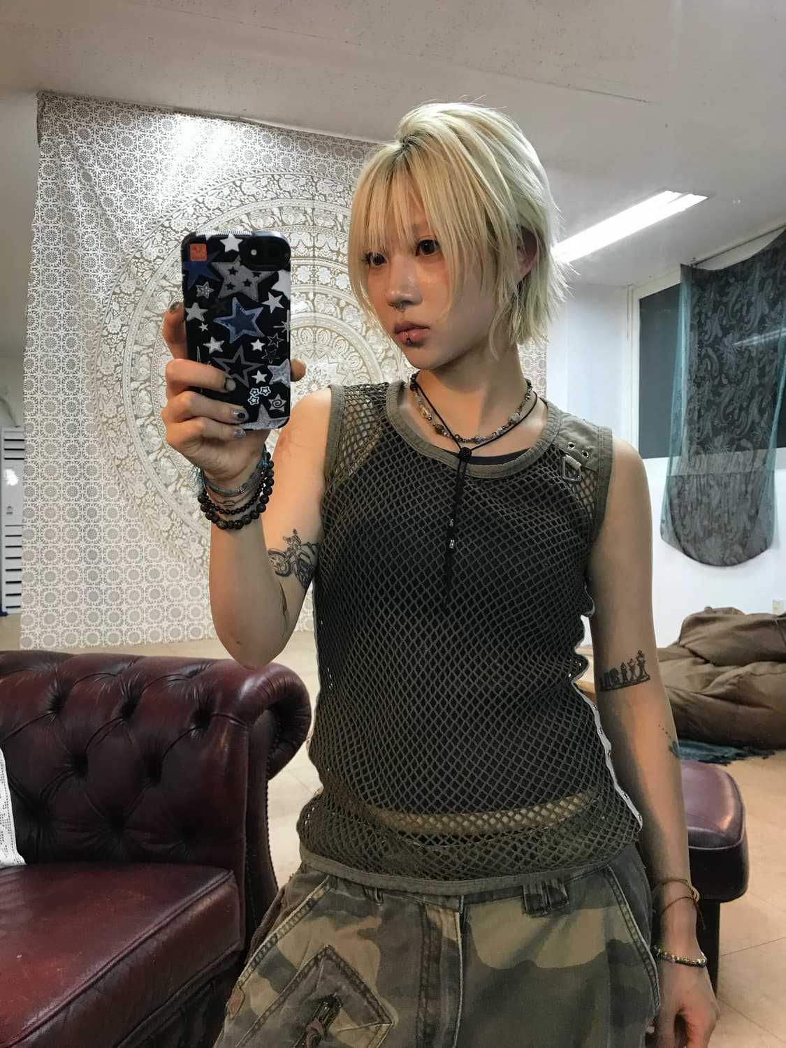 빈티지 여성 y2k 그물 나시  상품이미지1