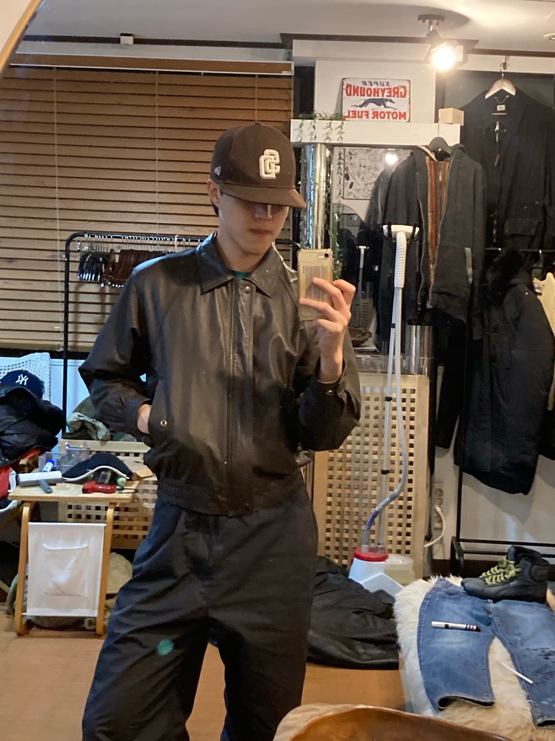 JPN vtg 램스킨 레더자켓 다크브라운 상품이미지2