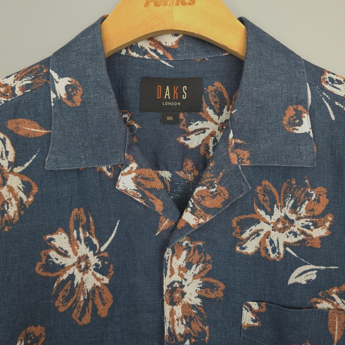 닥스 DAKS 런던 리넨 100% 플라워 패턴 반팔셔츠 95 상품이미지2
