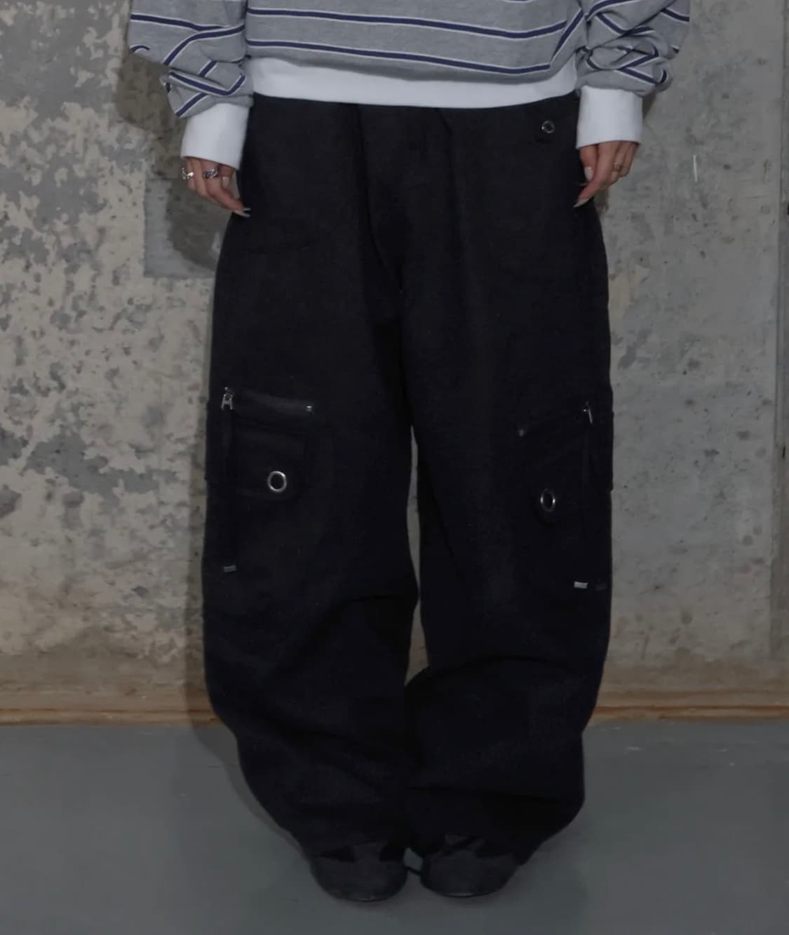 팬시클럽 크로스 포켓 카고 팬츠 블랙 2 상품이미지2