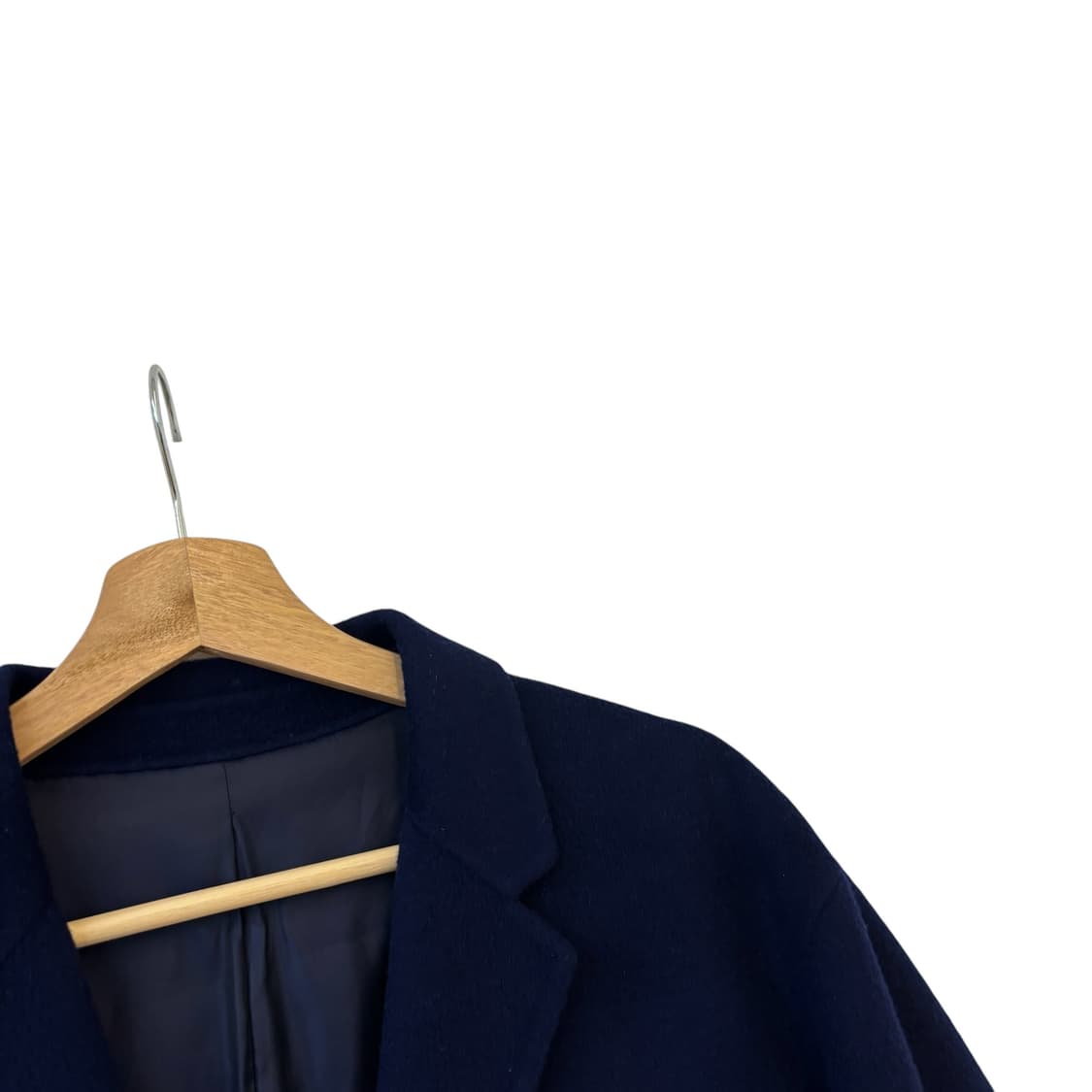 마마가리 울 캐시미어 세미 오버 코트 네이비 상품이미지3