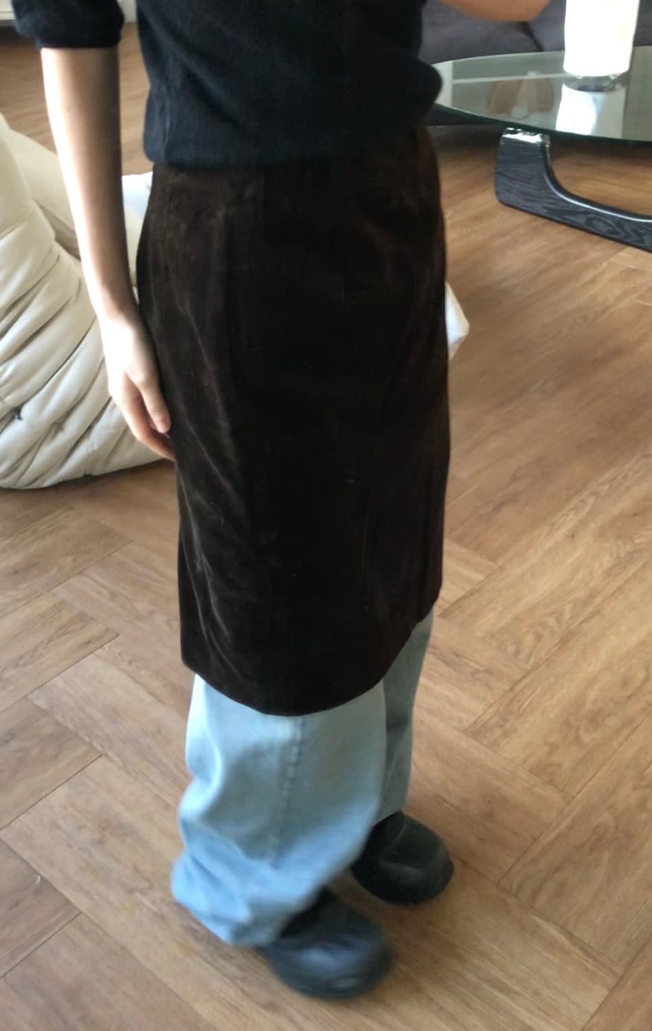 vintage brown velvet skirt (25inch) 상품이미지4