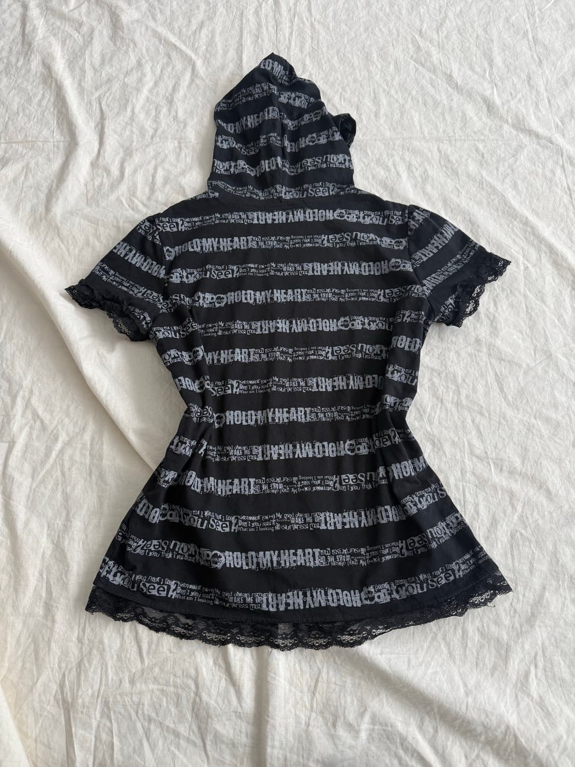 갸루펑크 단가라 반팔 후드집업 상품이미지4