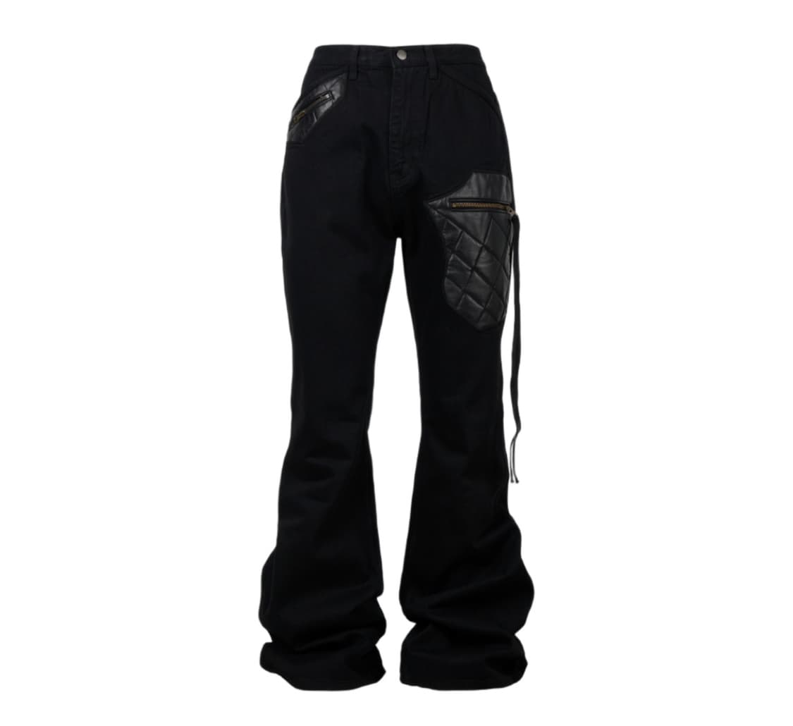 에모스탠스클럽 레더 패치 플레어 진 2사이즈 상품이미지1