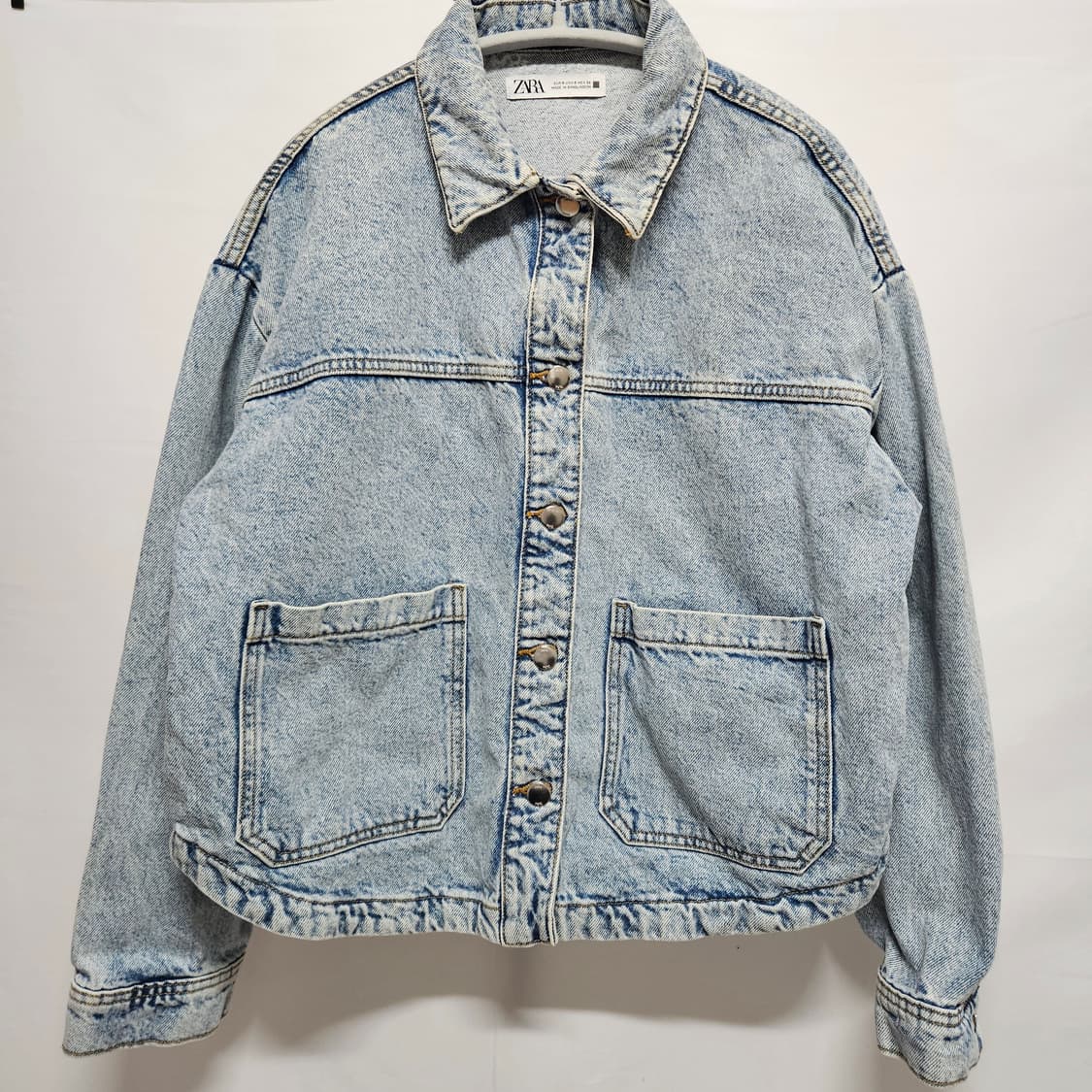 자라 세미 크롭핏 오버 데님 자켓 S 상품이미지1
