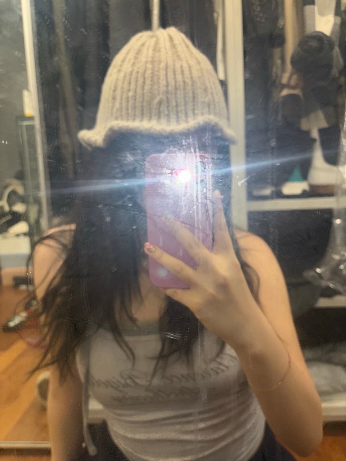 빈티지 꾸불꾸불 비니 베이지 상품이미지5