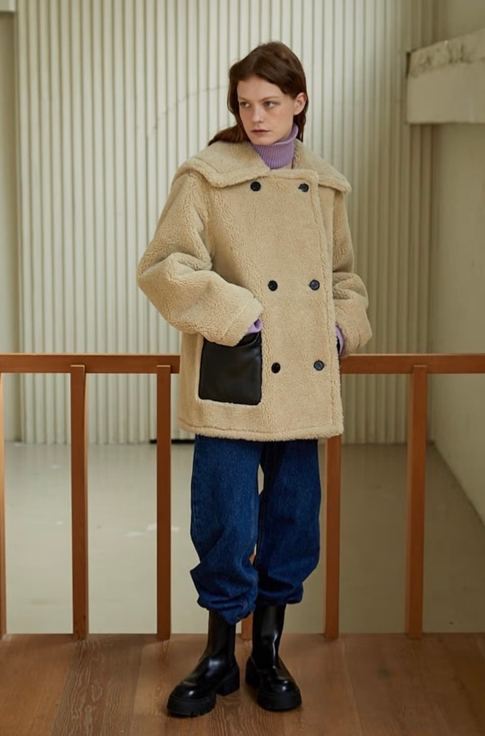 텐먼스 리버시블 무스탕 브라운 상품이미지3