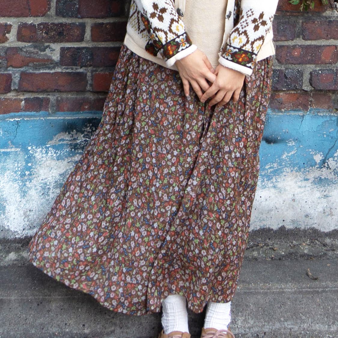 브라운 플라워 슬립 원피스 상품이미지1