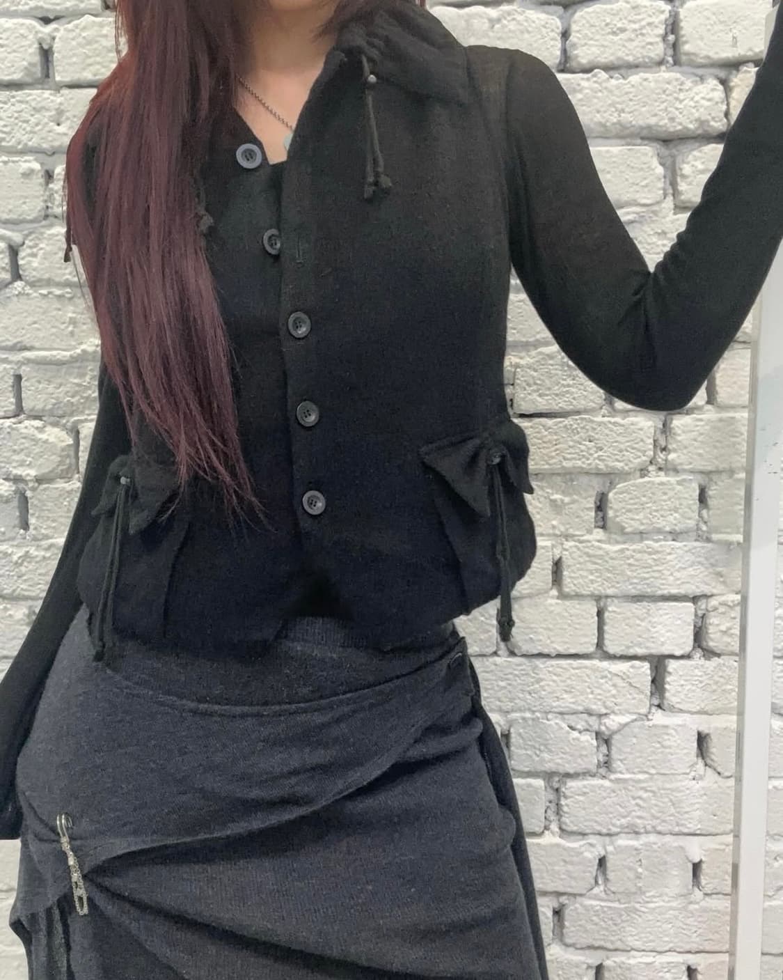 Black shirring Collar Vest 상품이미지2