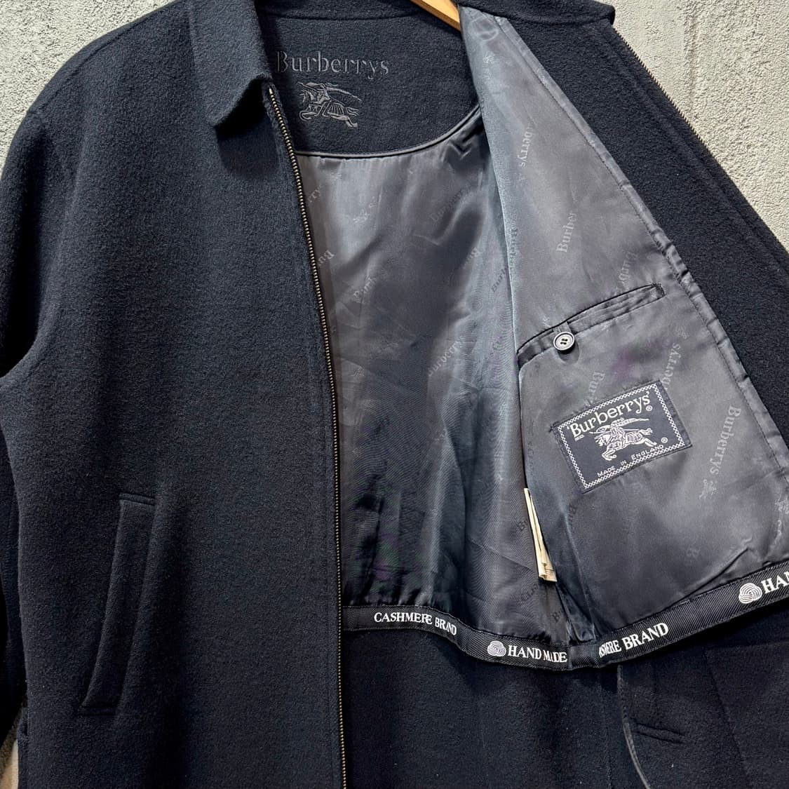 90s 버버리 핸드메이드 캐시미어 블루종 자켓 made in ENGLAN 상품이미지8