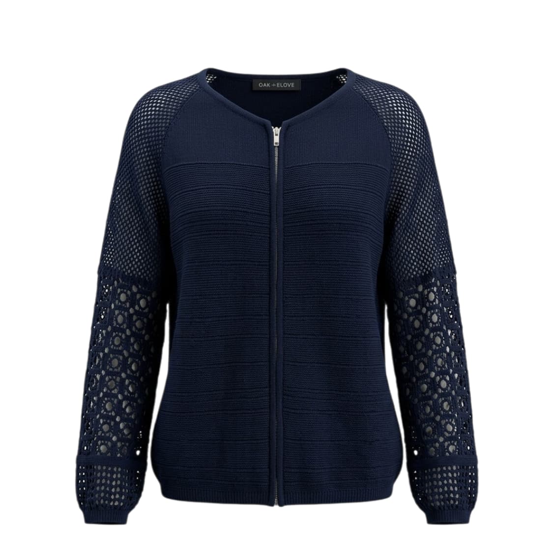 🌿 봄가디건 | 올리브데올리브 네이비 펀칭 집업 가디건 M | 슬림핏 상품이미지1