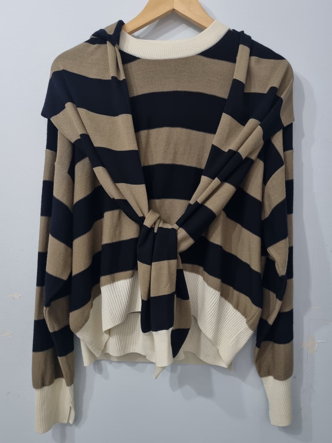 새상품 SONIA RYKIEL 스트라이프 후드 케이프 니트 55반 상품이미지3