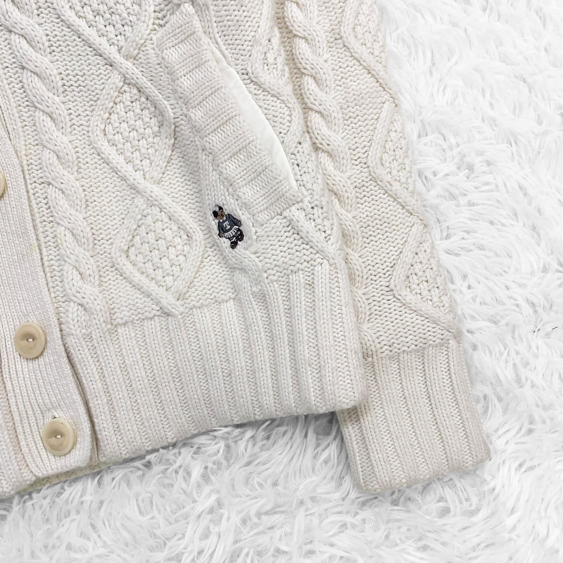 티니위니 울프죠 케이블 버튼 니트 집업 아이보리 상품이미지4