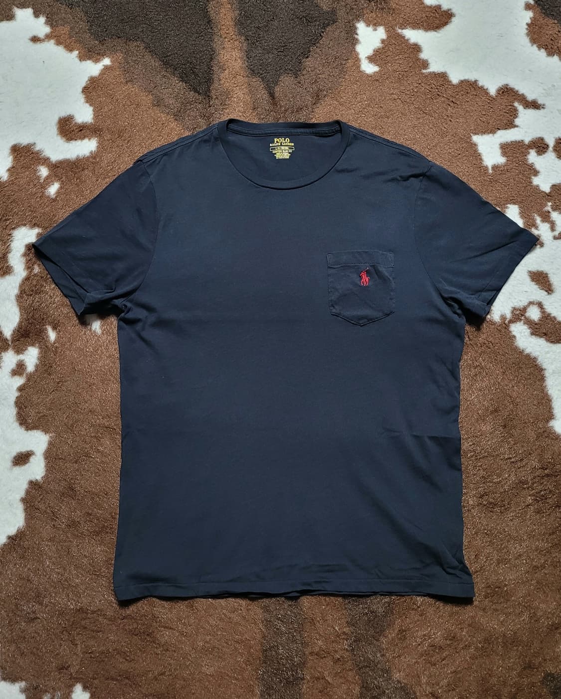 폴로 랄프로렌 남성용 블랙 라운드 티(L) 상품이미지1