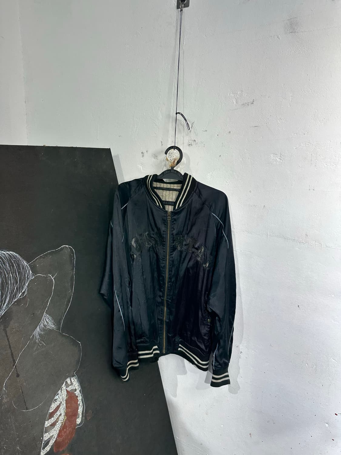 Jpn 일본빈티지 오리엔탈 일본 검정 스펠아웃 스카잔 자켓 상품이미지7