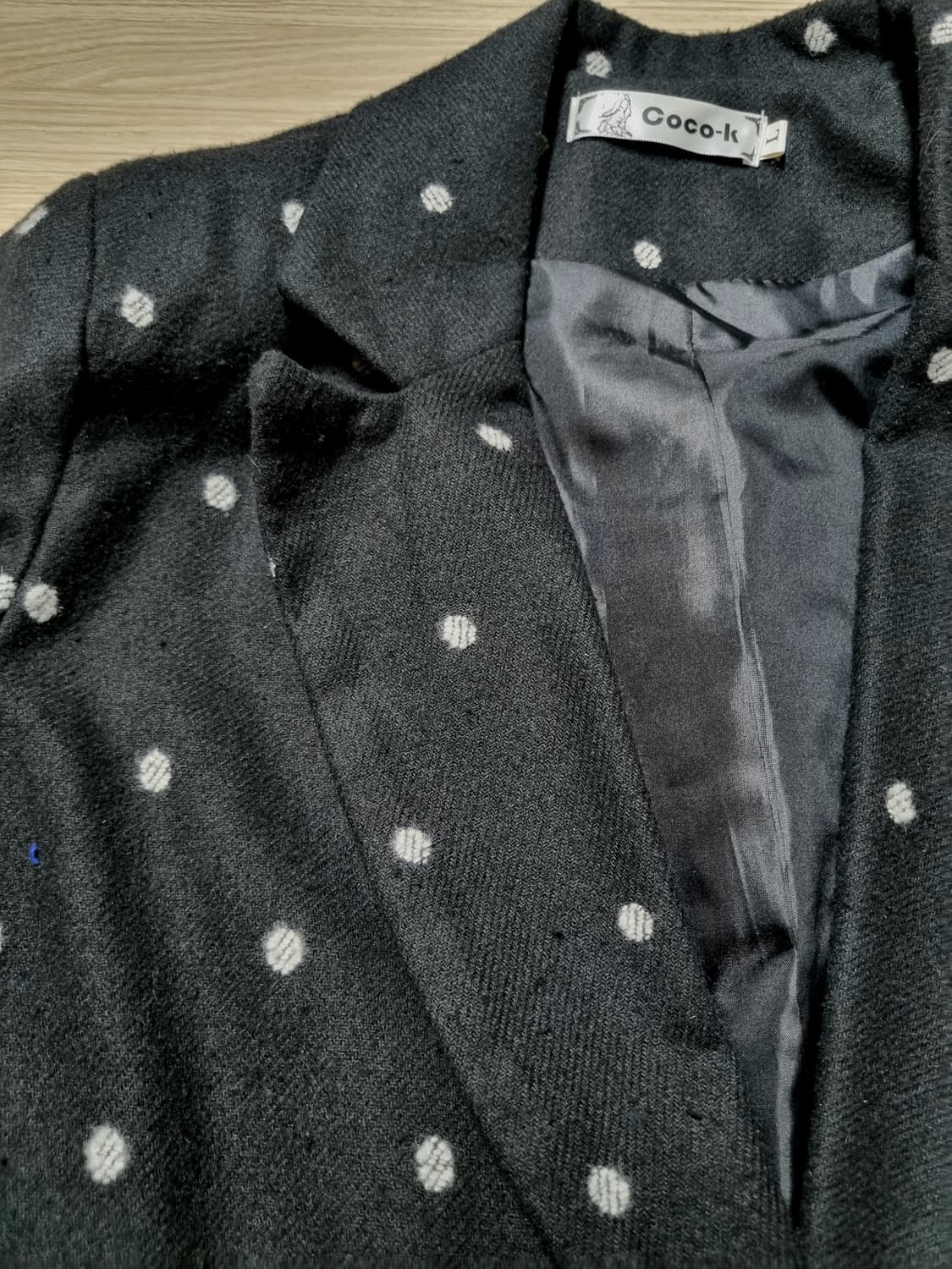 땡땡이 검정 울 자켓 상품이미지2