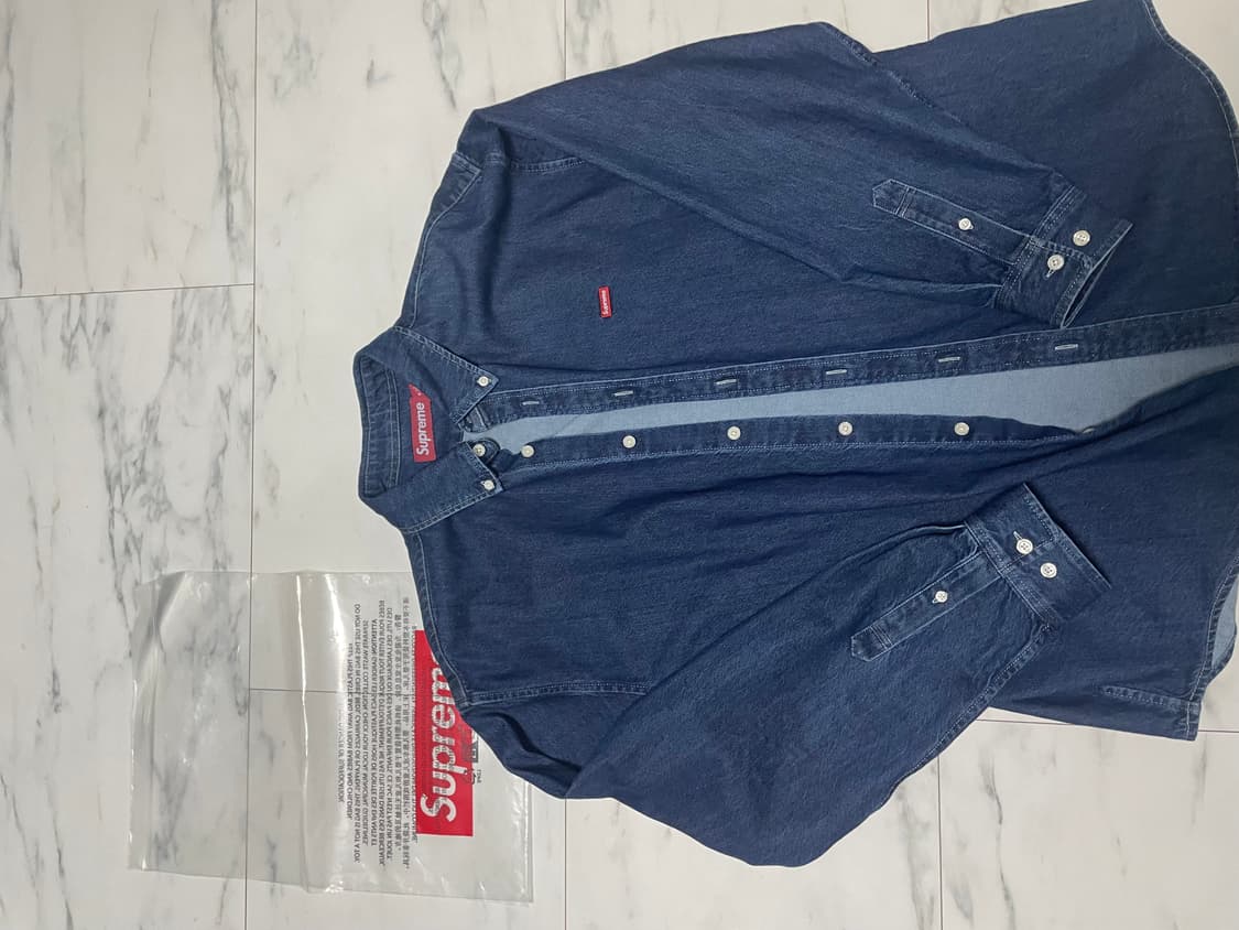 슈프림 데님셔츠 박스로고 인디고 M 상품이미지3