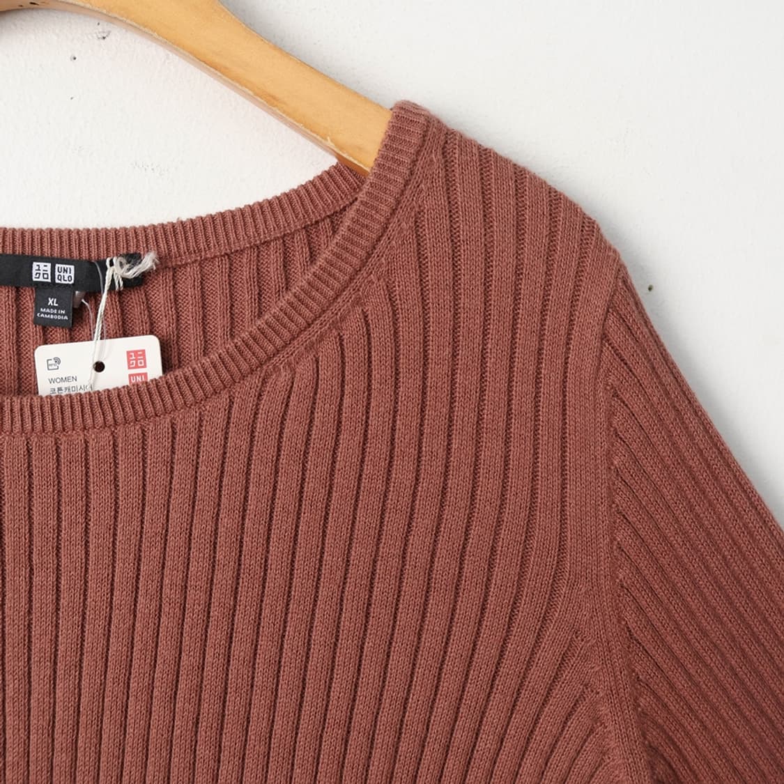77/새상품 유니클로 코튼 캐시미어 립 니트 상품이미지3