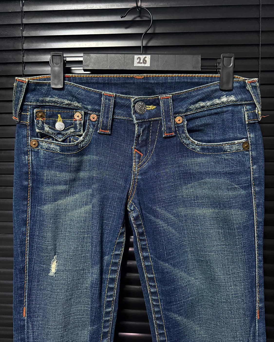 트루릴리젼 조이 부츠컷 나팔 중청 워싱 데님 청 바지 팬츠 26 y2k 상품이미지2