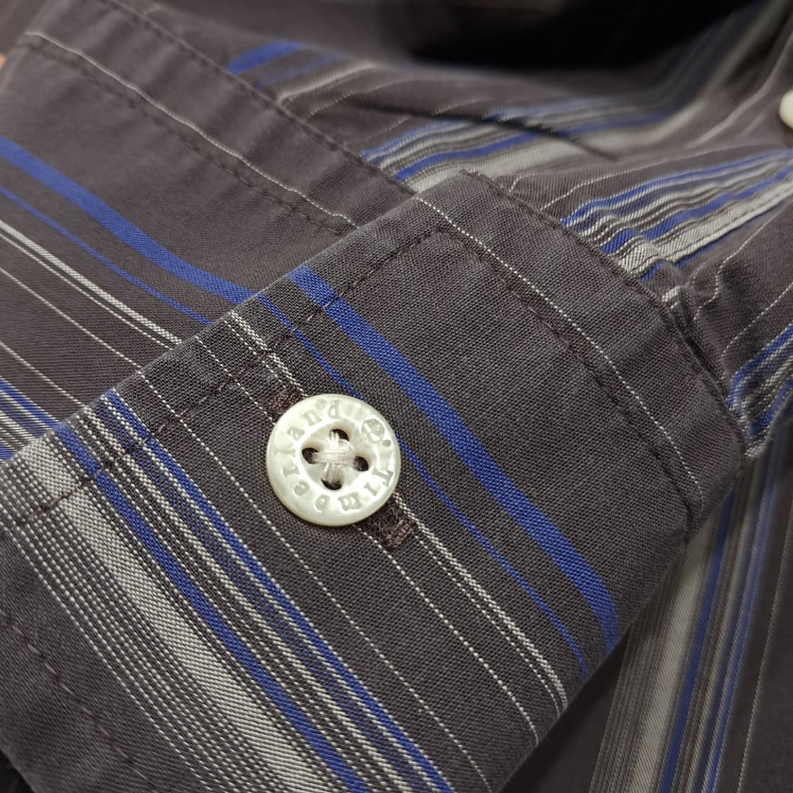 CL494 L 팀버랜드 90s 터키판 코튼 스트라이프 브라운 셔츠 남방 상품이미지9