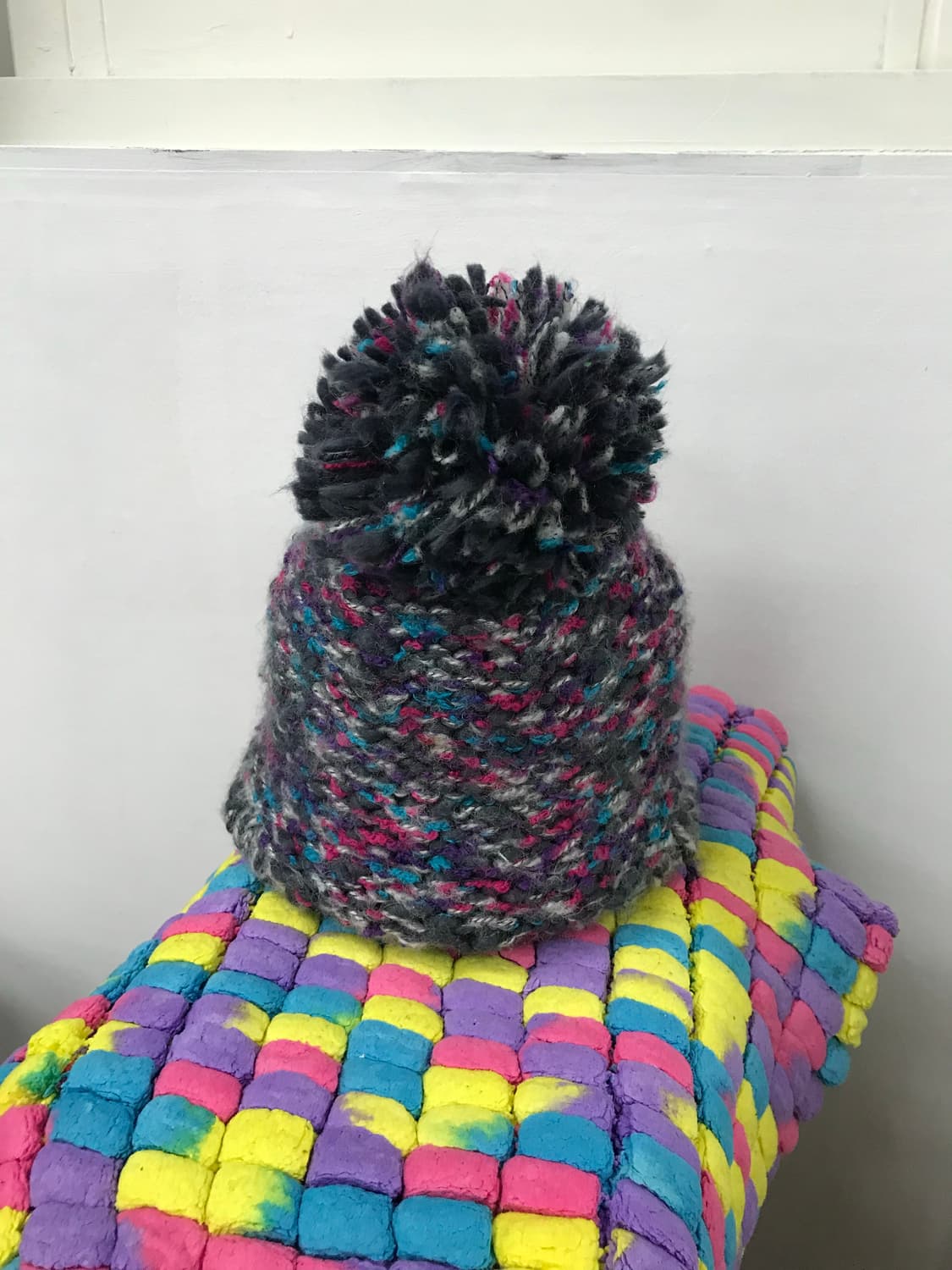 빈티지 멀티컬러 니트 방울모자  상품이미지4