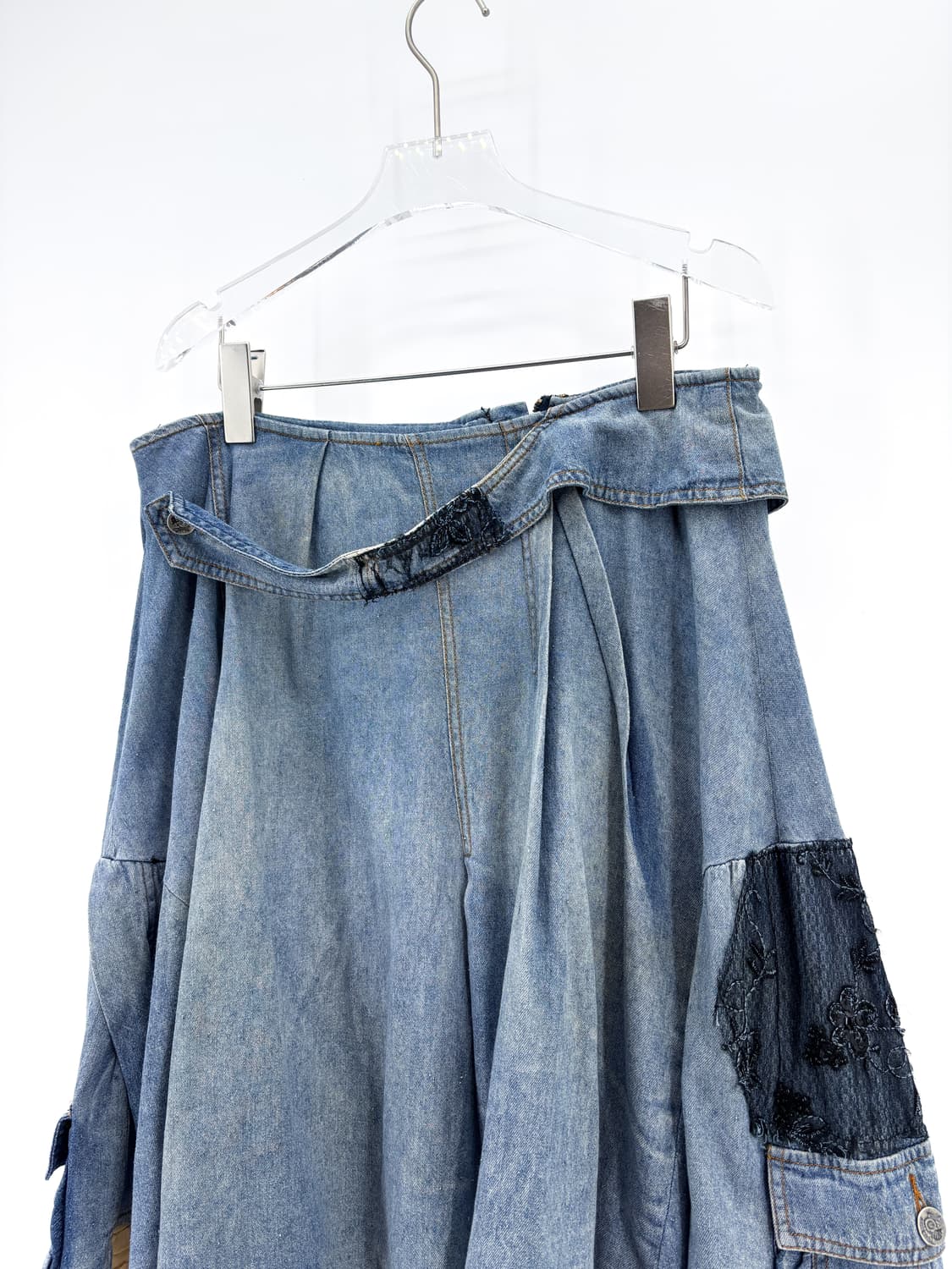 빈티지 패치워크 데님 레이어드 스커트 상품이미지9