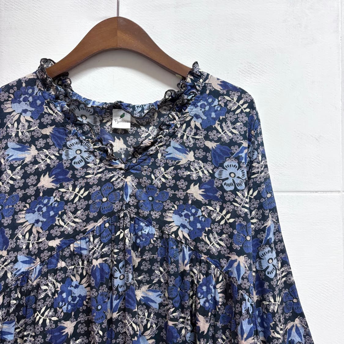 Pyumosso 프릴 플라워 모리 코튼 블라우스 L JPN 상품이미지2