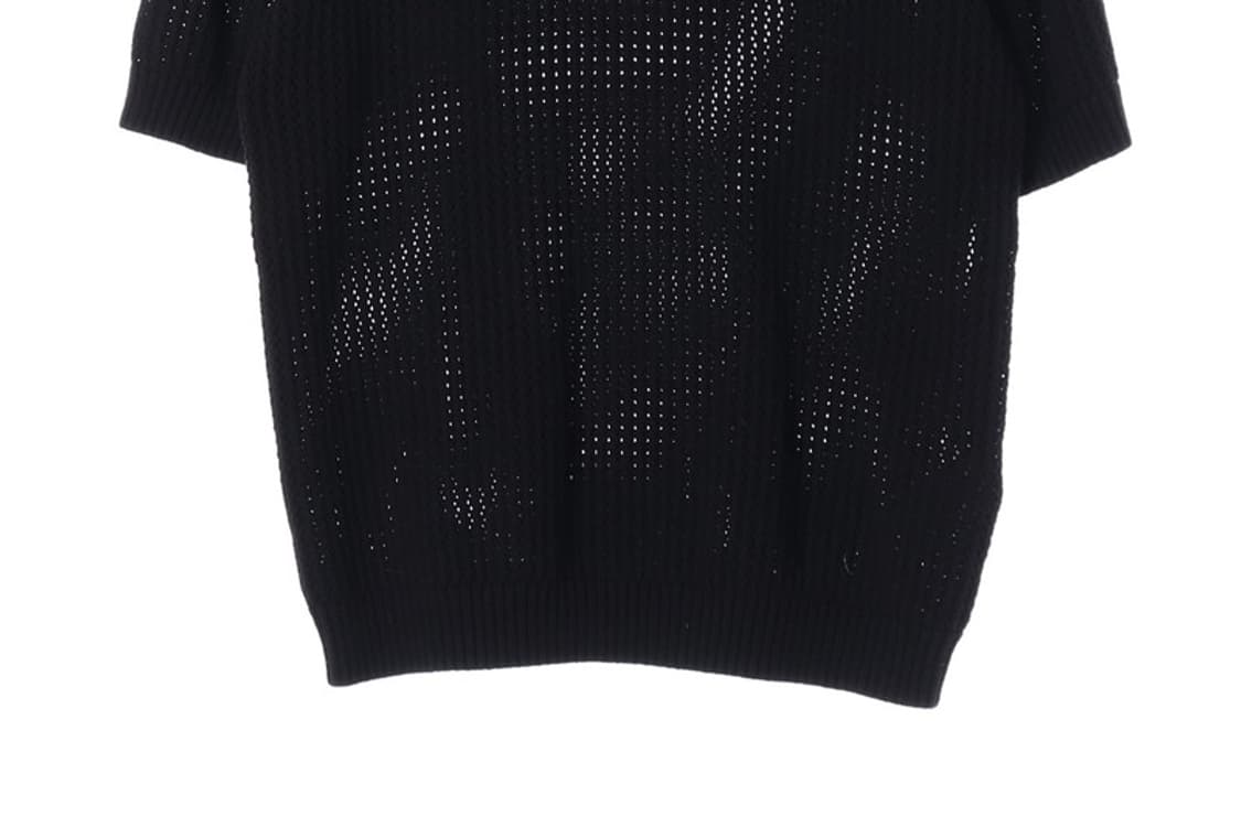 미나브 퓨어코튼 펀칭 카라 니트 블랙 XL 상품이미지4