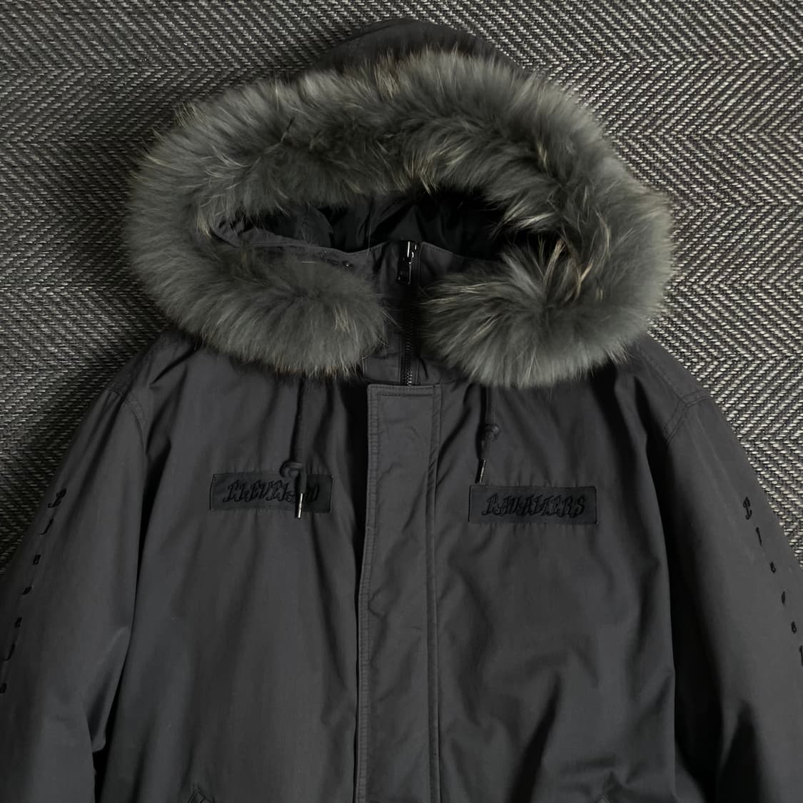 NBA 디테일 로고 그레이 라쿤 퍼 롱 야상 점퍼 o 4787 상품이미지4