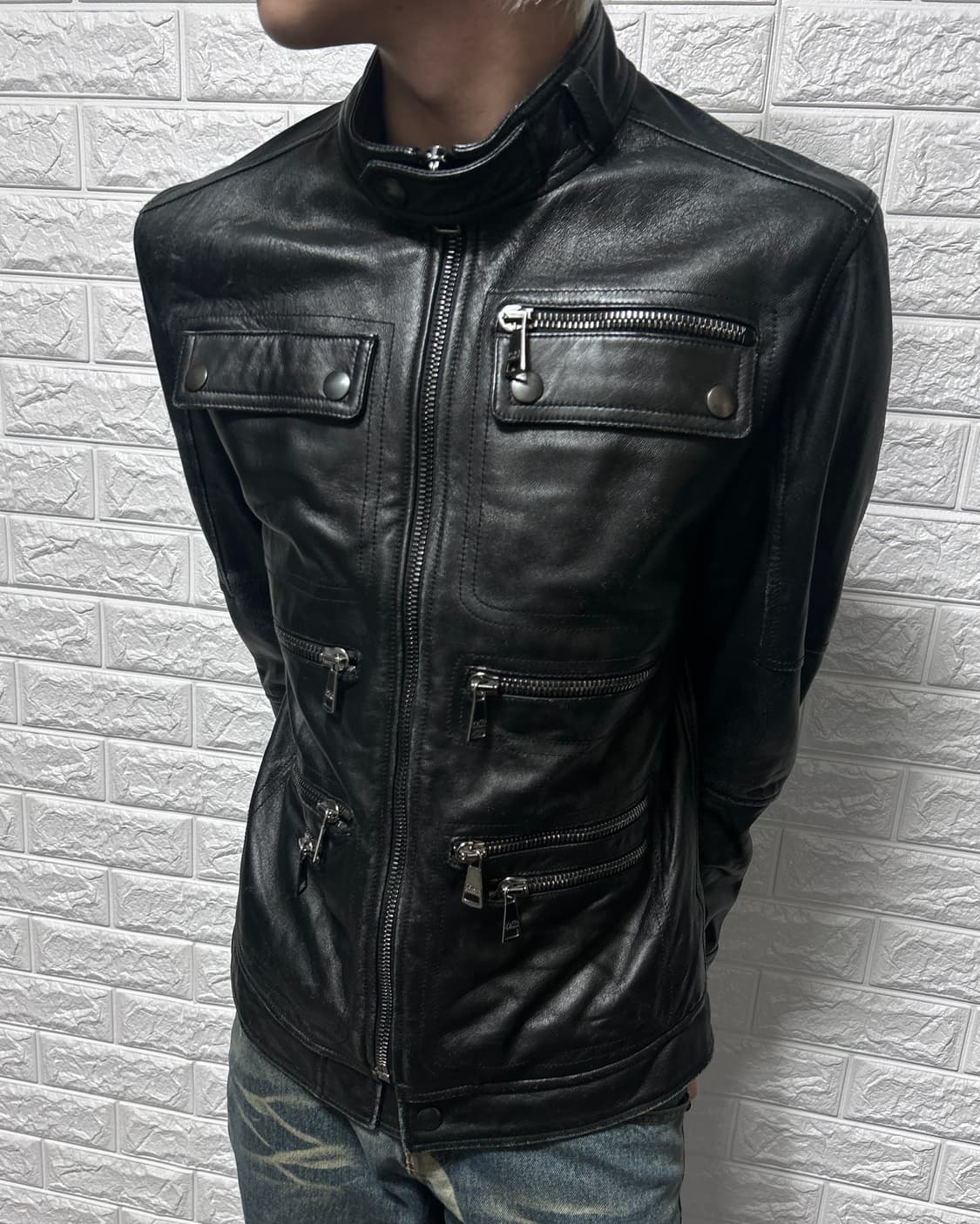 돌체앤가바나 00‘s 아카이브 멀티 짚 모토 레더 자켓 상품이미지1