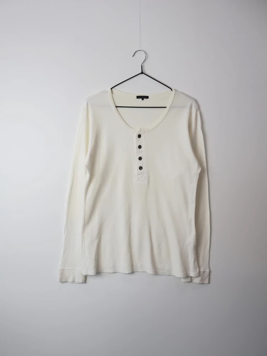 Mens Melrose Ivory Henley Long Sleeve 상품이미지3