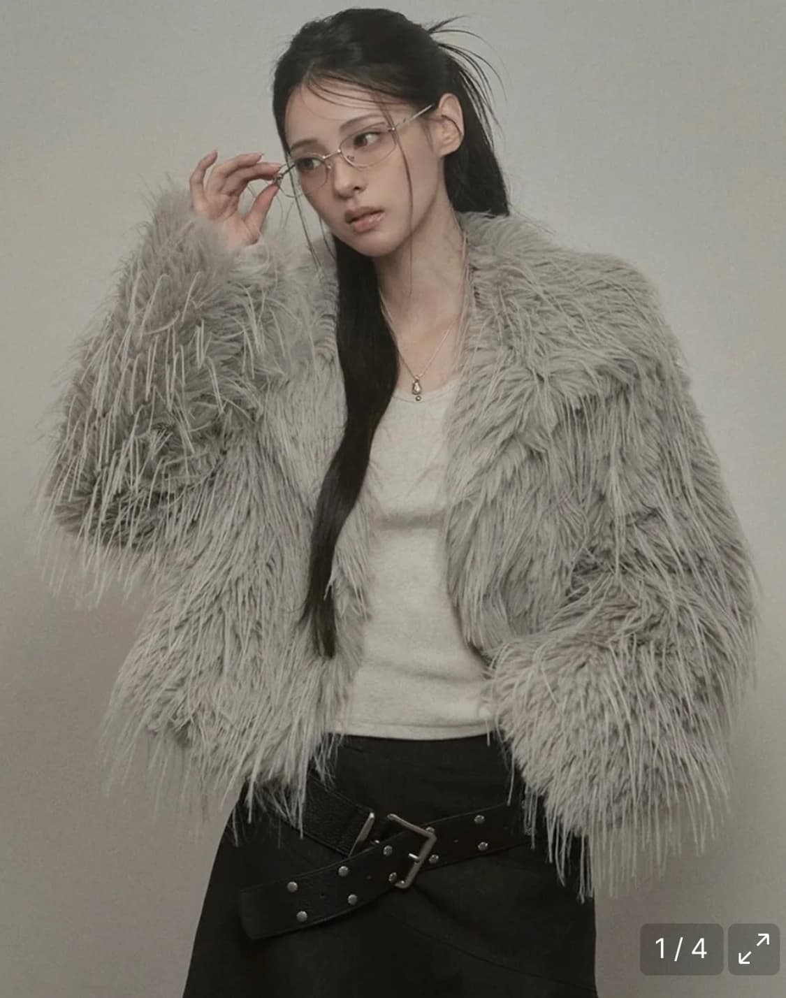 카키포인트 Shaggy Fur Jacket (light gray)  상품이미지1