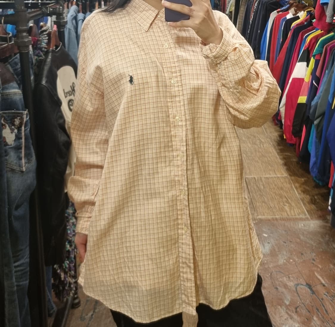 [Hi] 폴로 긴팔 체크셔츠 오렌지 상품이미지2