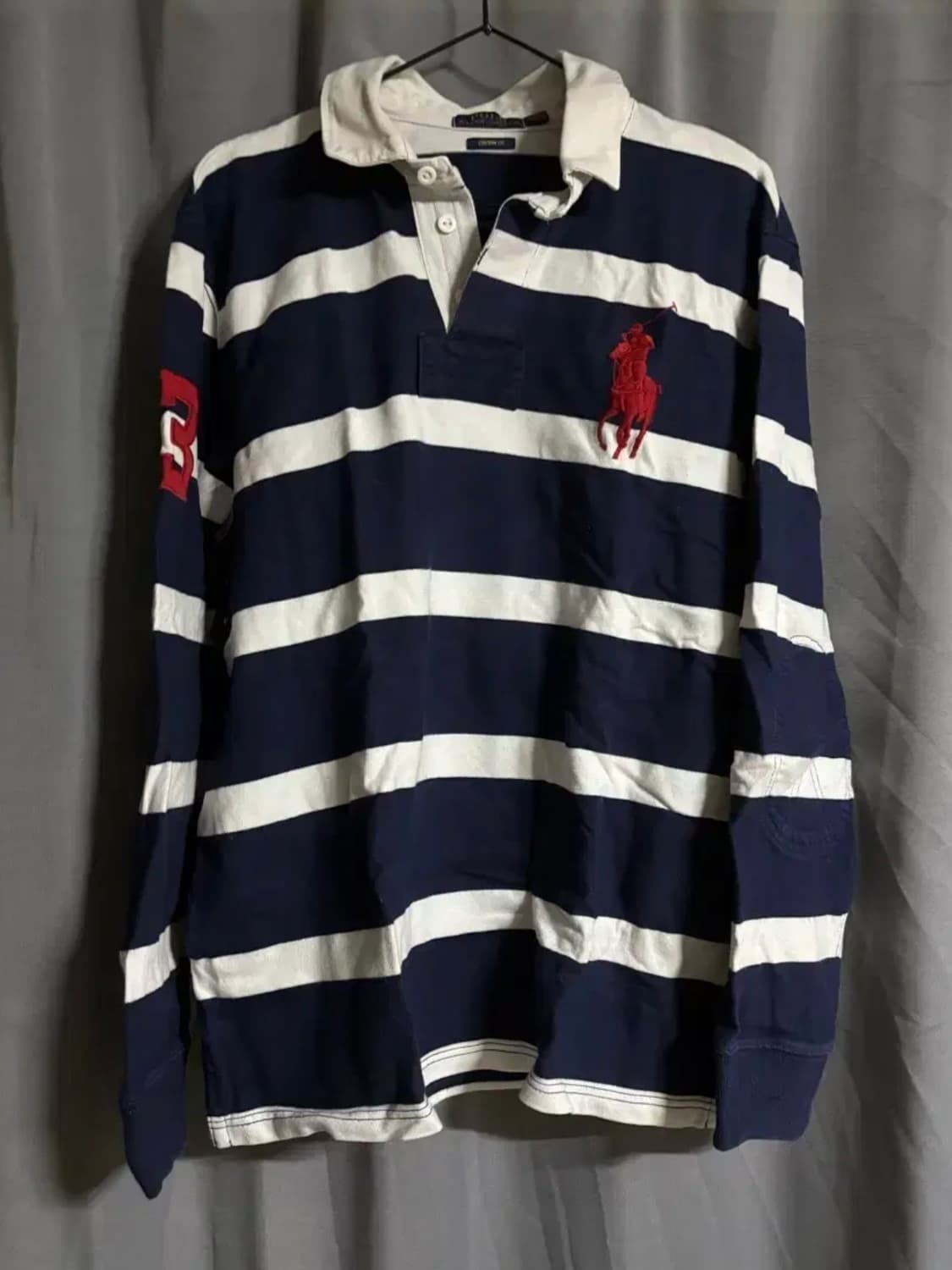 Polo 폴로 랄프로렌 네이비 스트라이프 럭비티 커스텀핏 상품이미지1