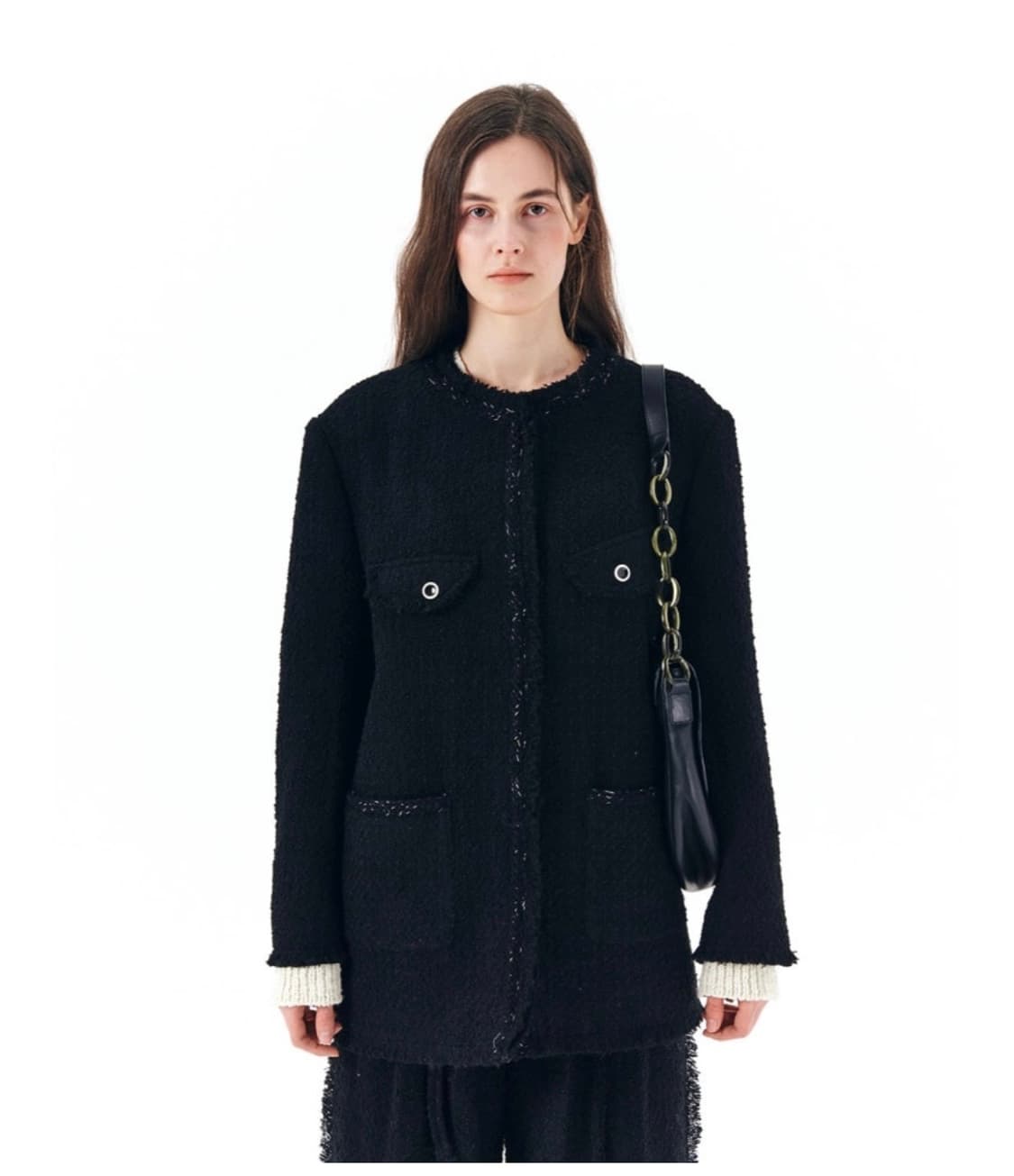 마땡킴 트위드 자켓 블랙 오버핏 상품이미지2