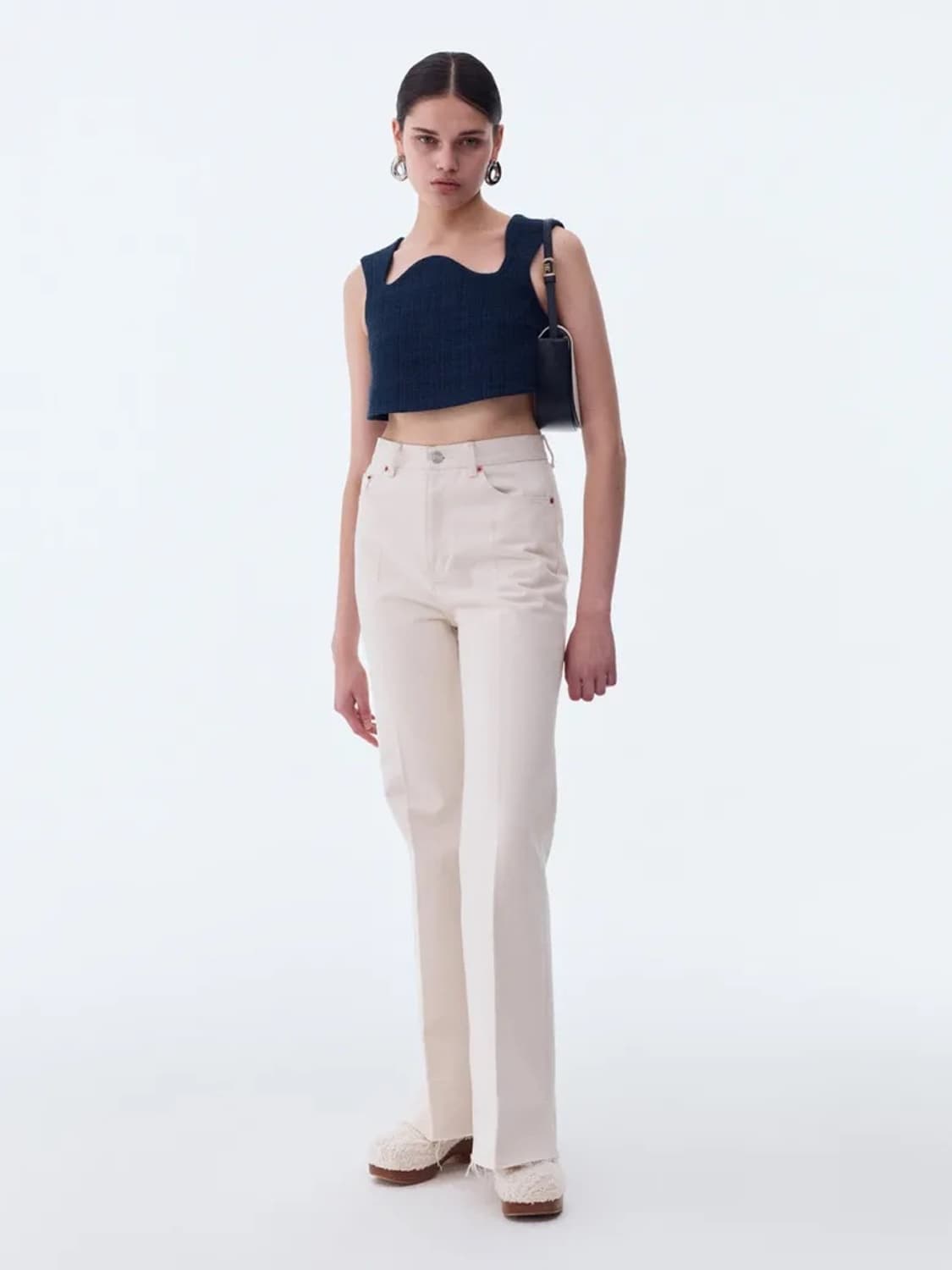 택달린 새상품) 렉토RECTO 이카로 트위드 커브드 크롭 탑 S 정가 3 상품이미지9