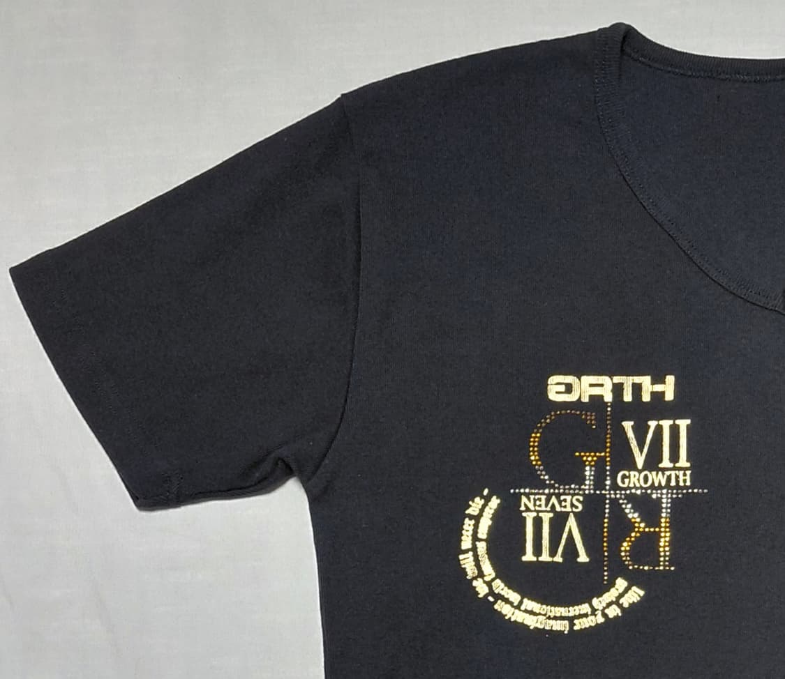 [S/90] GROWTH SEVEN 큐빅 골드 그래픽 빅로고 브이넥 티 상품이미지2