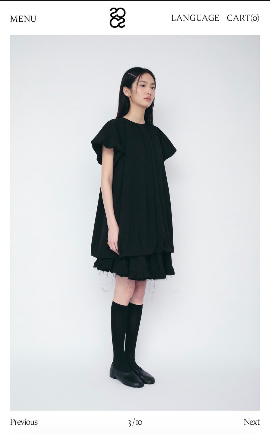 코스모스 블랙 플로럴 볼륨 미니 원피스 상품이미지2